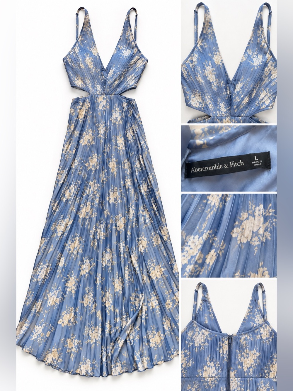 Abercrombie & Fitch Periwinkle Floral Pleated Maxi